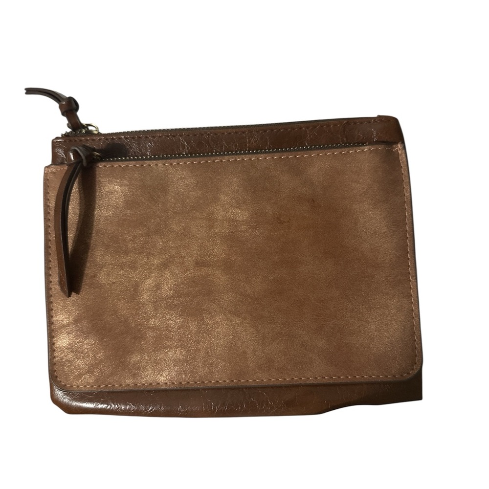 Man made leather  Brown Crossbody Bag double zipper middle pocket cute new